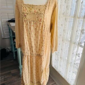 💕 Magnolia Pearl European Linen Floral Patchwork Helenia Dress
